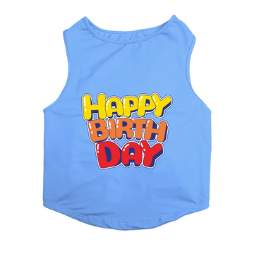 PawsIndia Sleeveless Printed Cat T-Shirt - Happy Birthday